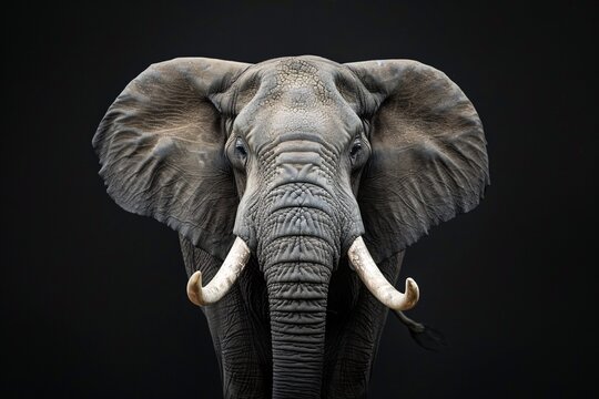 an elephant with tusks and large ears