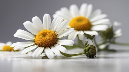 chamomile close-up on a light background