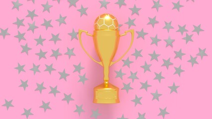 Golden trophy on plain background