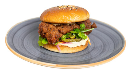 Chicken burger on a plate