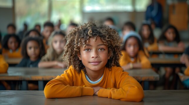 A schoolboy is in a classroom. Concept of diversity in education