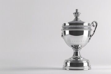 a silver trophy with a handle