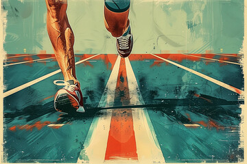 Sprinting towards victory in Paris 2024 Athletics Generative AI image