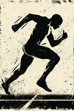 Silhouetted athlete sprinting for Paris 2024 Olympics Generative AI image