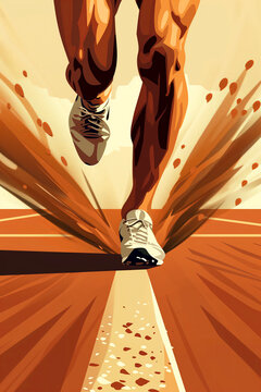 Dynamic runner's legs on track - Paris 2024 theme Generative AI image