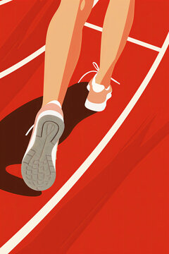 Runner on track anticipating Paris 2024 Olympics Generative AI image