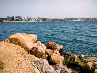 Fototapeta na wymiar Coast of Portugal. View of the city of Cascais. The city has beautiful beaches and crystal clear water.