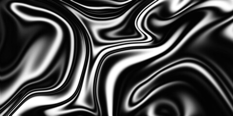 Abstract flowing wave liquid background. Modern black liquify background. Silver metallic background.
