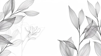 Line art background of flowers on a white background.