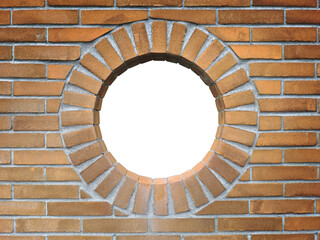 Brick wall with round window - Image with copy space