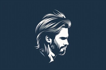 An illustration of a men with a stylish long hairstyle and fashion attire. Ideal for logo of hair restoration clinic.