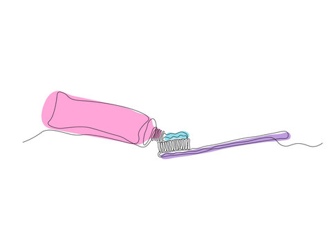 pink toothpaste squeezing onto toothbrush clip art preview
