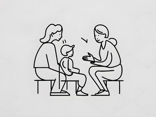 illustration of a teacher talking with parents