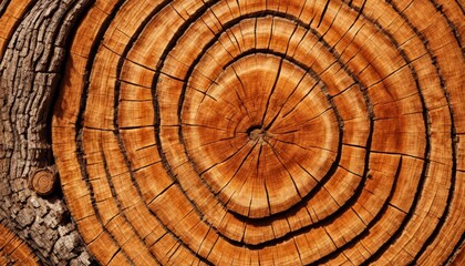 High-resolution image capturing the intricate details and natural beauty of the growth rings in a cross-section of a tree.. AI Generation