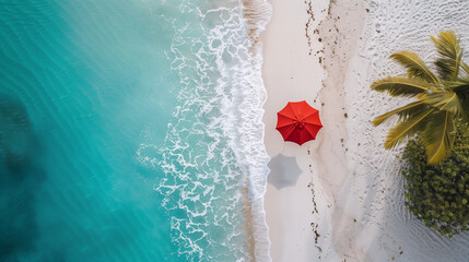red umbrella on the beach