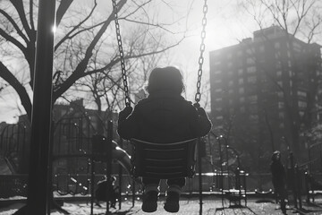 A playground where swings and slides turn moments of solitude into opportunities for connection and