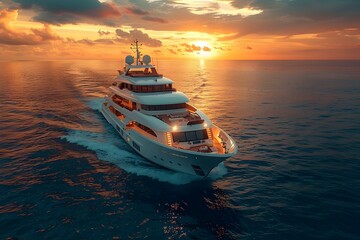 Creating or Purchasing a Yacht for Vacation Enjoyment. Concept Yacht Design, Luxury Features, Ocean Adventures, Maintenance Tips, Chartering Options - obrazy, fototapety, plakaty