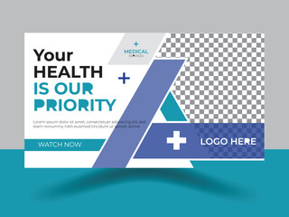 Elegant Medical creative youtube thumbnail design vector template.