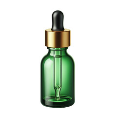 Obraz na płótnie Canvas Isolated Mockup of 1oz Green Dropper Bottle with Golden Cap on Transparent or White Background (PNG)