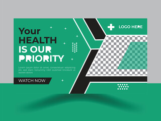 Elegant Medical creative youtube thumbnail design vector template.