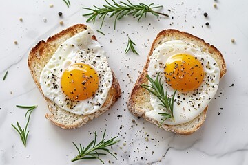 two eggs on toast with spices