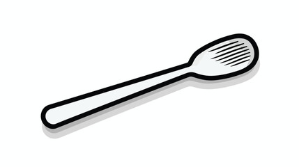 Ice cream spoon icon in black lines. white backgrou