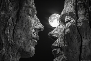 Sculptures that come to life under the full moon, retelling their creation story to awe-inspired onl - obrazy, fototapety, plakaty