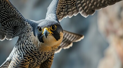 Peregrine Falcon Exhibiting Majestic Flight and Detailed Feathers
