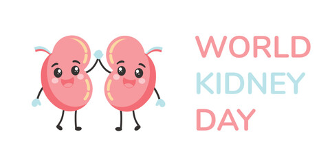 World Kidney Day healthy vector poster. Human kidney health awareness background