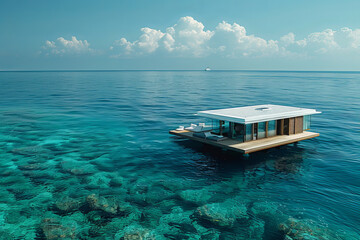 A floating hotel that drifts with the ocean currents, offering guests a constantly changing view and