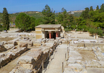Marvelous Archaeological Site of Knossos with the North Lustral Basin Structures in Afar, Palace of...