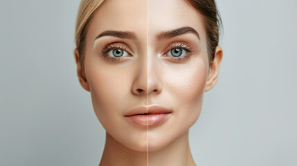 Portrait of beautiful woman with problem and clean skin, aging and youth concept, beauty treatment 