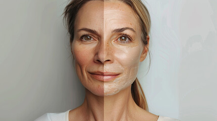 Portrait of beautiful woman with problem and clean skin, aging and youth concept, beauty treatment 
