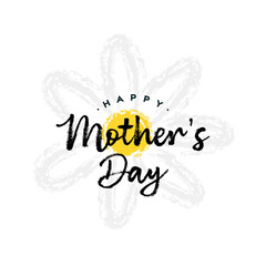 Happy Mother's Day handwritten lettering on hand drawn flower. Mother's Day typography text - 781207504