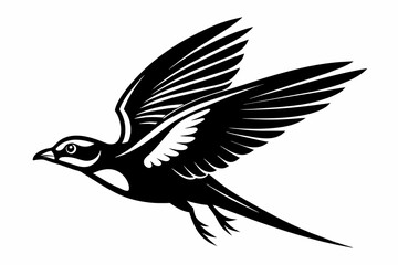 skylark bird flying on silhouette black vector illustration 