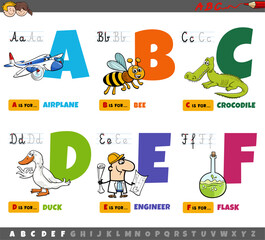 educational cartoon alphabet letters for children from A to F - 781211104