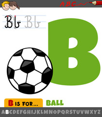 letter B from alphabet with cartoon soccer ball object