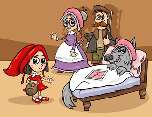 cartoon characters from little red riding hood fairy tale