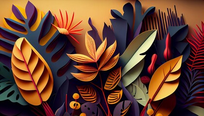 Vibrant and colorful abstract graphic featuring tropical leaves with a stylish texture reminiscent of costa rica's flora
