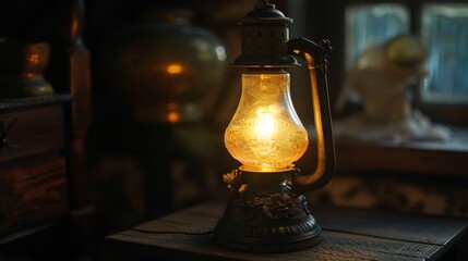 Small lamp on table