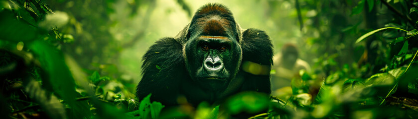 Obraz premium the depths of a lush rainforest Gorillas move with purpose and Intentional Living