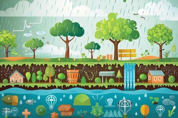 Sustainable water management practices such as rainwater harvesting and wastewater recycling which conserves valuable resources