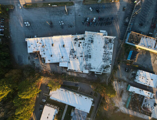 Aerial landscape of abandoned parking lot on Glenwood Avenue during fall in Decatur Atlanta Georgia