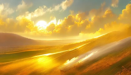 orange yellow golden sky with white could motion blur background sunlight sunset backdrop summer...