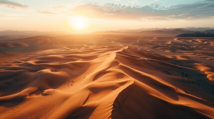 An expansive desert landscape seen from above, drone highlighting the vast