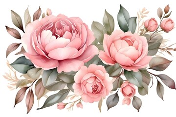 "Bouquet of Beauty: Pink Roses and Peonies in Nature's Splendor."