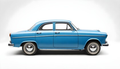 Passenger blue old car isolated on a white background, with clipping path. Full Depth of field....