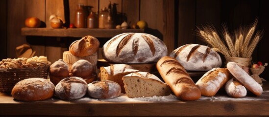 Various breads displayed on a table