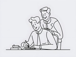 Illustration of a businessman signing  document