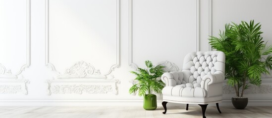 White chair and green plant in bright room